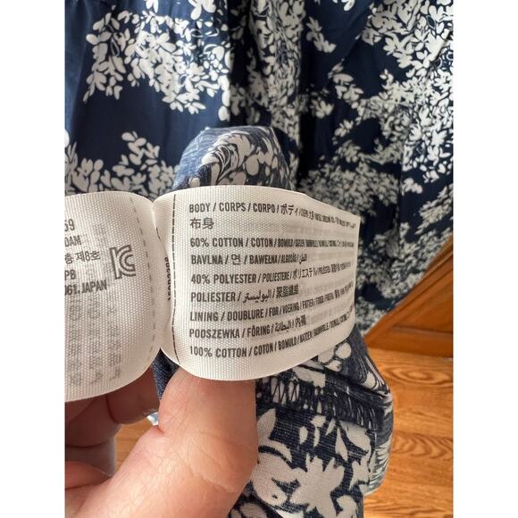 Abercrombie & Fitch Women's Floral Tiered Open Back Midi Dress Navy White SZ XL - Picture 9 of 11